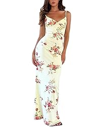 ABINGOO Women Vintage Spaghetti Strap Maxi Dress