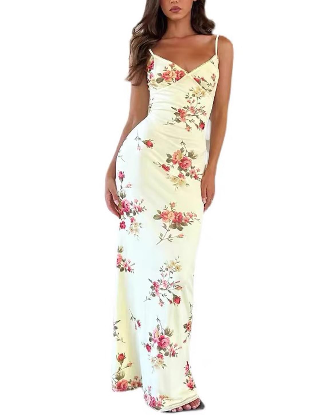 ABINGOO Women Vintage Spaghetti Strap Maxi Dress