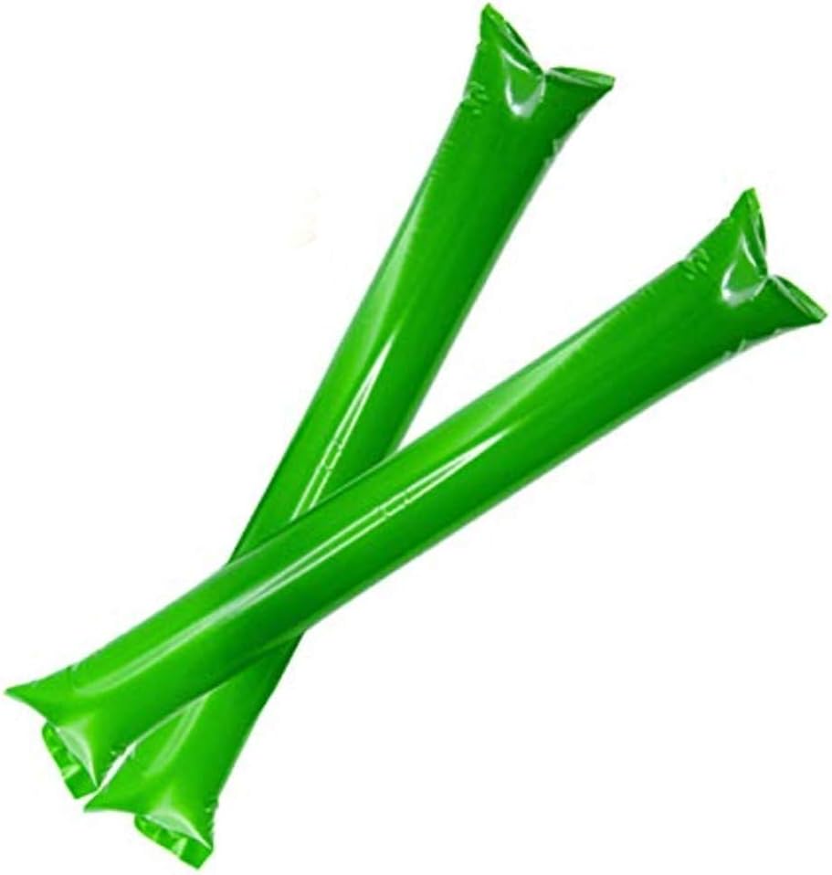 FUN FAN LINE - Pack 100 works of Reusable Inflatable Clapping Sticks, Green, Normal