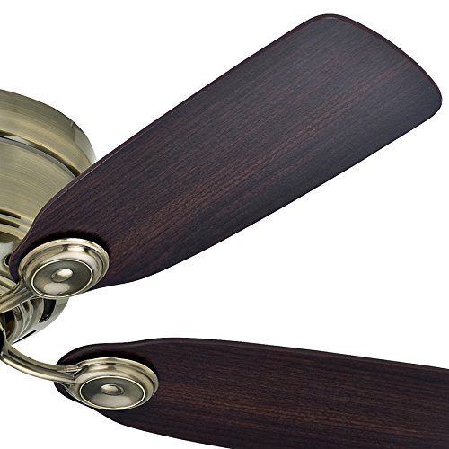 Hunter Fan 42" Low Profile Antique Brass Finish with Dust Armor Protected Dark Reversible Blades (Certified Refurbished)