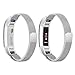 bayite Stainless Steel Bands Compatible Fitbit Alta and Alta HR, Milanese Loop Women Men Pack of 2, Silver and Gold 6.7