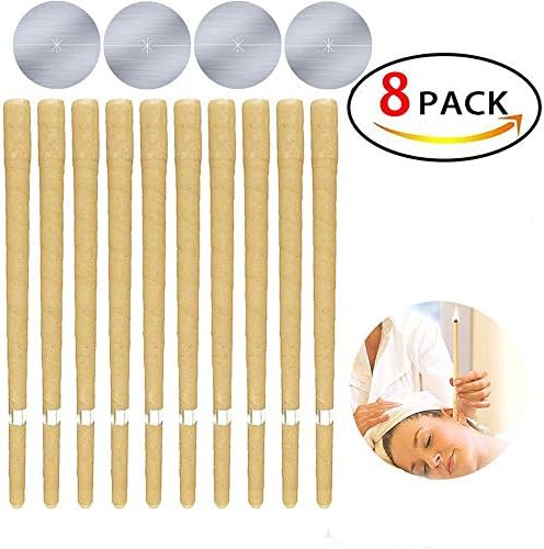 Viucare 8 Pcs 100% Beeswax Original Ear Candle Non-Toxic Wax Removal Kit Health,Natural Herbal Hollow Earwax Candles Set Candling Physical Therapy Essence Oil