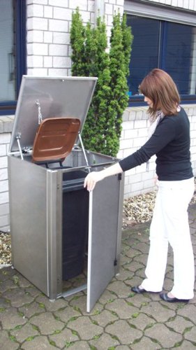 Mülltonnenschrank G Edelstahl für drei 120 Liter Tonnen – Bild 3