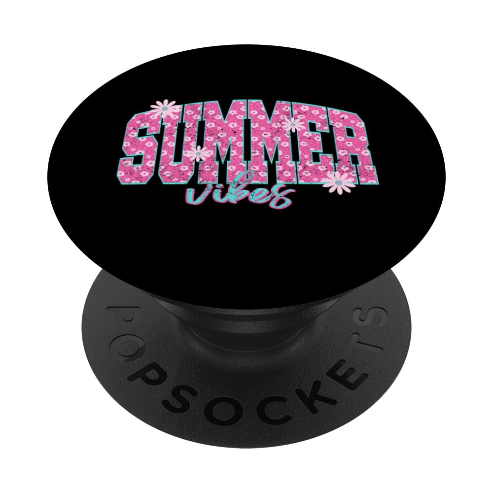 Retro Summer Vibes Groovy Beach Lover Vacation Break Women PopSockets Swappable PopGrip