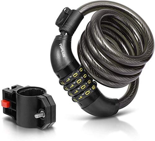 image for TOPLUS Bike Cable Lock, Heavy Duty 4-Digit Bicycle Lock Cable Lock Bik