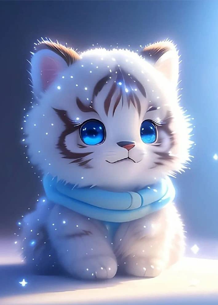 Cute Tiger Diamond Painting Kits for Beginners Adults, 5D DIY Birds Diamond Art Round Full Drill Animals Gem Art Crafts,DIY Painting by Numbers for Home Wall Decor, 30x40cm