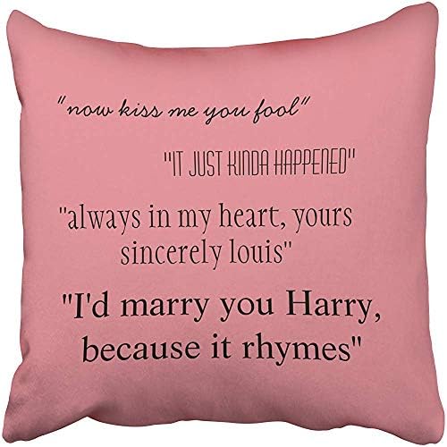 Larry Stylinson i Ship it and Quotes Pillow Decorative Throw Pillow Case 18 x 18 Inch,Home Decoration Pillowcase Zippered Pillow Covers Cushion Cover with Words for Book Lover Worm Sofa Couch