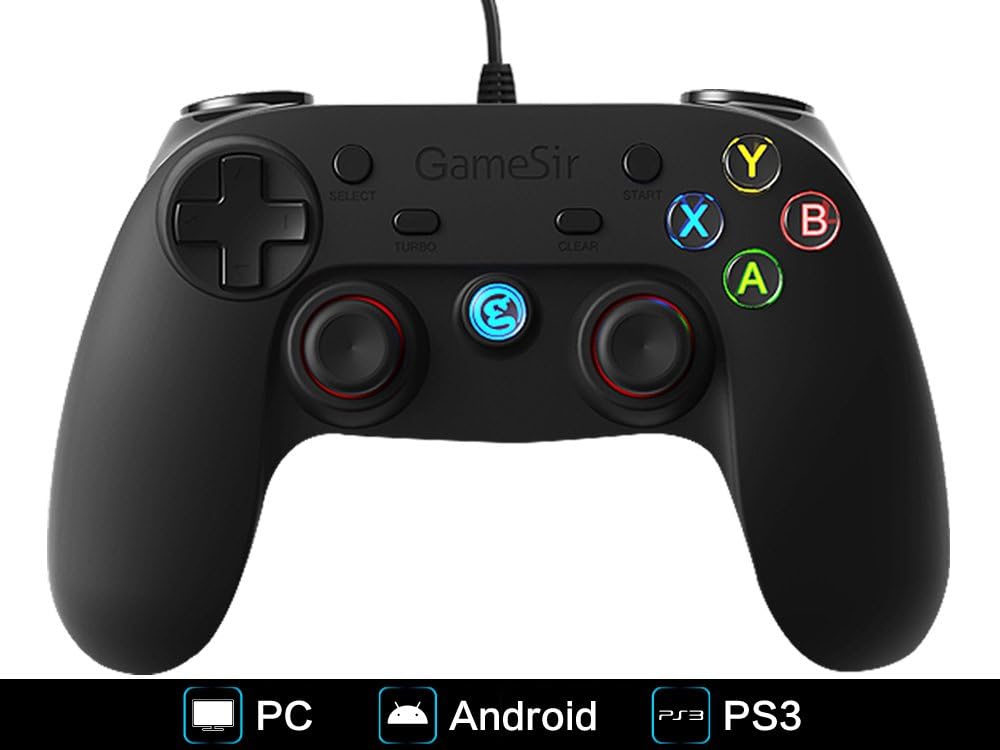 GameSir-G3w Vibration-Feedback USB Wired Gamepad Gaming Controller Joystick Supports PC(Windows XP/7/8/8.1/10) & Android & PS3 (PS architecture) - [Black]