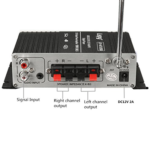 Car Amplifier, ELEGIANT Mini Hi-Fi Stereo Super Bass Audio Audio Power Amplifier with Remote Control,Support FM/MP3/TF/USB/DVD for Car Motorcycle Home
