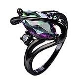 Rainbow Horse eye zircon Wedding Jewelry Ring Fashion Black Gold Filled Rings For Women gift Curved rings