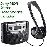 Sony Walkman Digital Tuning Portable Palm Size AM/FM Stereo Radio includes Sony MDR Stereo Headphones (Black)
