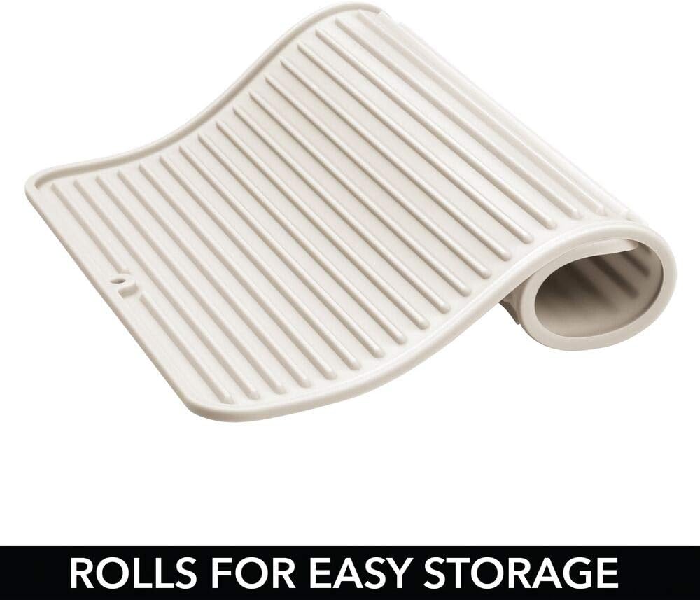 Ribbed Design mDesign Silicone Dish Drying Mat and Protector for