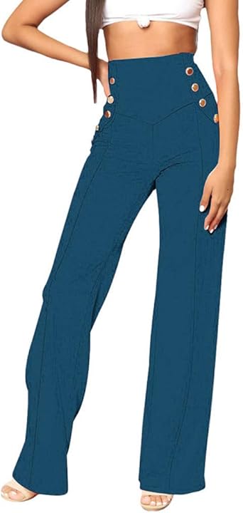 RYTEJFES Pant Damen Sommerhose Easy Colour Schlabberhose High-Waist Weich Bequem Schicke ...