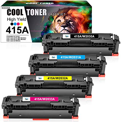 Cool-Toner-Cartucho-de-toner-Compatible-con-para-Usar-en-Lugar-de-HP-415A-415X-W2030A-W2030X-HP-Color-Laserjet-Pro-MFP-M479fdw-M479dw-M479fdn-M454dw-M454dn-NegroCianAmarilloMagentaPack-de-4