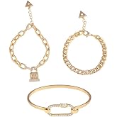 Guess Mixed Chain Bracelet Set, Goldtone, 3-Piece