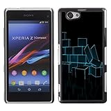 Licase Licase Hard Protective Case Skin Cover - Abstract Neon Blue Bricks - Sony Xperia Z1 Compact