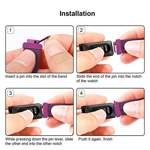 SWEES Metal Band Compatible Fitbit Inspire & Fitbit Inspire HR, Milanese Mesh Stainless Steel Magnetic Replacement Band Accessories Small Large for Women Men, Silver, Black, Lilac, Sangria, Champagne - Thumbnail 2