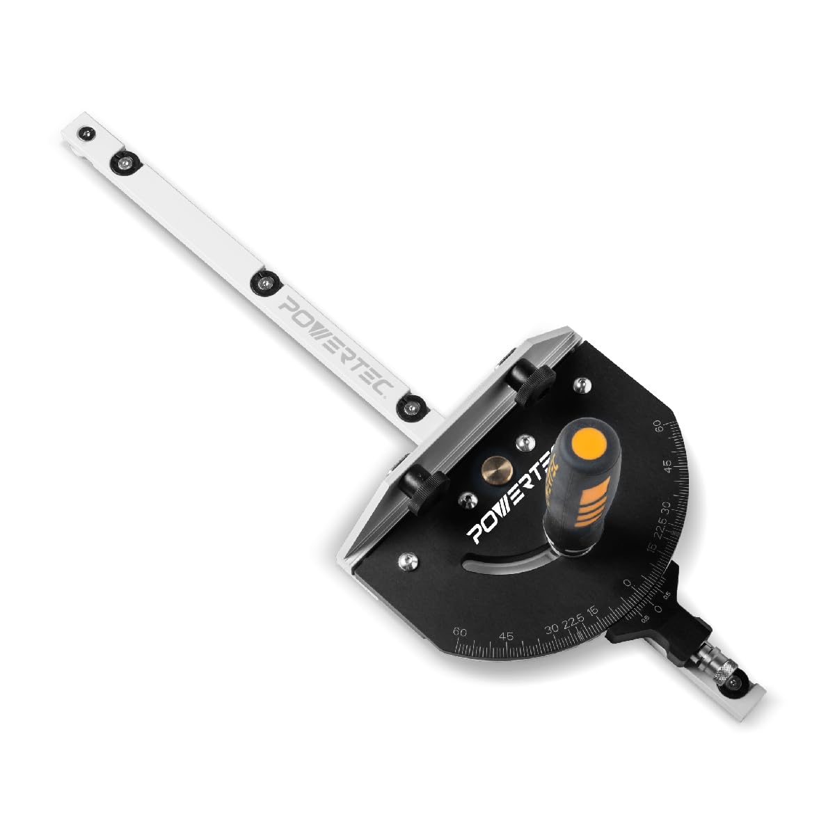 POWERTEC 71767 Precision Miter Gauge for Table Saw, with 11 Preset Angle Stops, Laser Engraved Angular Increments, and Spring-Loaded Indexing Pin Image