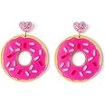 Unique Acrylic Food Cake Drop Dangle Earrings Imitate Ice Cream Resin Sweet Love Heart Donuts Colorful Funny for Women Party Cartoon Exaggerated Statement Jewelry