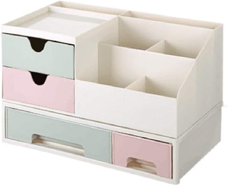 Amazon Co Jp 化粧品収納ボックス コスメボックス 小物入れ オフィスデスク引き出し式 卓上収納 安定 シンプル 櫛置き場 コスメ収納 大きな置き場 まとめ収納 メイクボックス レディース ギフト 2つのグリッド グリーン ピンク ダブルグリーンパウダー ホーム