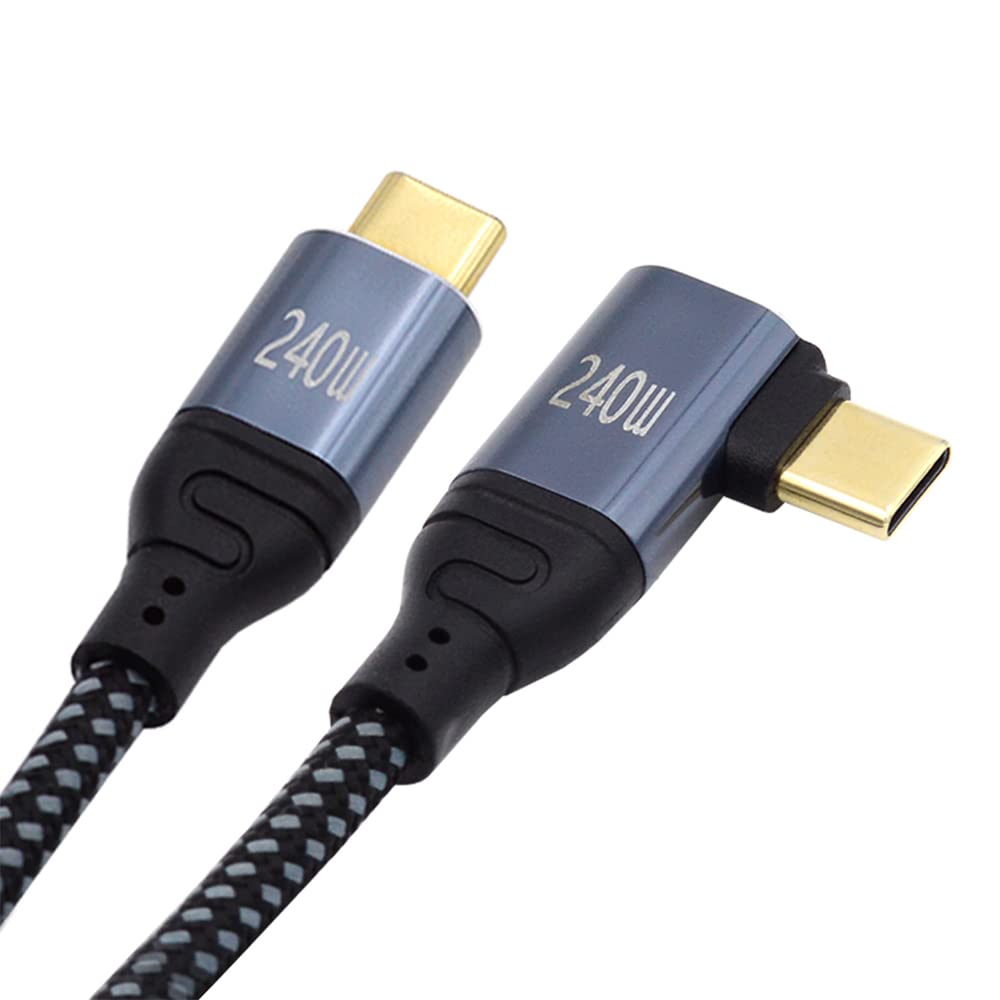 NFHK USB-C 240W Type-C Cable 480Mbps 48V 5A Left Right Angled 90 Degree Compatible with USB2.0 100W Charging for Laptop Tablet Phone 100cm — image 1
