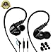 running Sports earbud Headphones Wired Over Ear In Ear Headsets Noise Isolation waterproof Earbuds Enhanced Bass Stereo Earphones with Microphone and Remote for Running Jogging Gym (Transparent black)