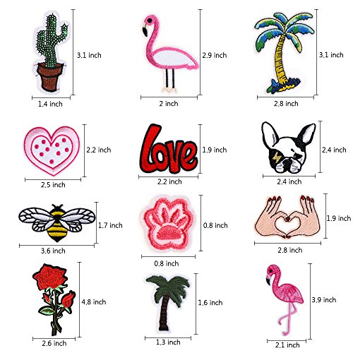 Iron On Patches 24 Pieces - Assorted Cool Patches Fabric Embroidered Patches Motif Applique Kit Decoration, DIY Sew on Patch For Clothing, Jeans Jacket, Handbag, Backpacks, Skirts, Canvas Shoes, Caps