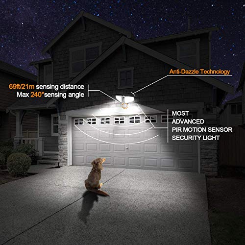 STASUN 32W 2800LM LED Security Motion Sensor Light with Wide Lighting Angle, 5000K Daylight, 240Â°Sensing Angle, Waterproof Dusk to Dawn Flood Light for Garage, Garden, Deck, Porch (White)