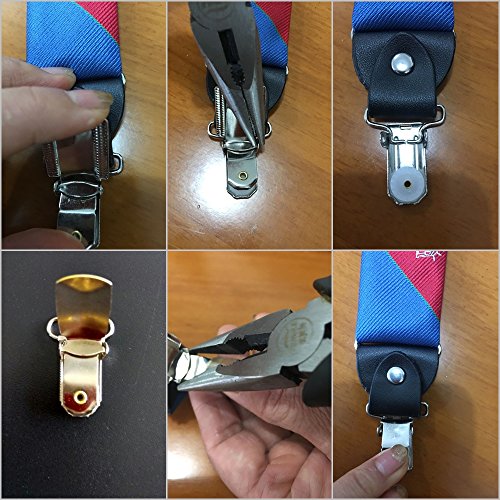 EFBB0039 Grey Blue Patterned Extendable Microfiber Y-Back Suspenders Stainless Steel Clip Popular For Graduation By Epoint