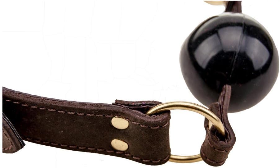 Bound by Loving Joy Nubuck Leather Solid Ball Gag, Brown - Image 3