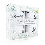 Premium Fitted Crib Sheet Set (2 Pack) | 100% Jersey Cotton | Certified No Harmful Chemicals | Adorable Modern Gray Arrows + X Designs | Infant Baby Crib Sheets for Boys and Girls