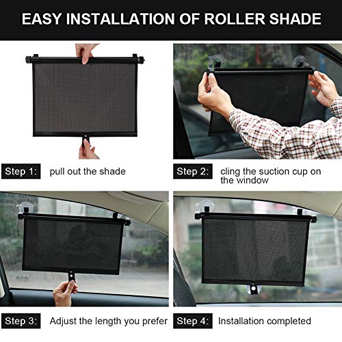MOTOBA Car Shade for Baby,2 PCS Retractable Roller Car Window Sunshade to Protect Kids Pets Interior Seat from Harmful UV Rays, Keeps Car Cool
