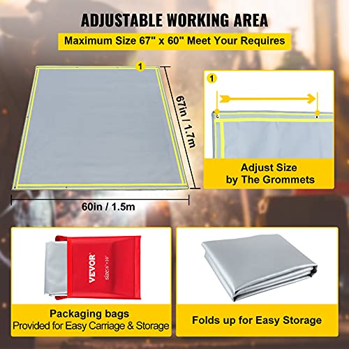 VEVOR Fire Blanket, 67" x 60" Fiberglass Welding Blanket, 3.3 lbs