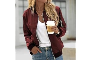 Women Casual Jacket Bomber Long Sleeve Zip Up Lightweight Outerwear Coat Fashion Trendy Workwindbreaker Clothes Tops