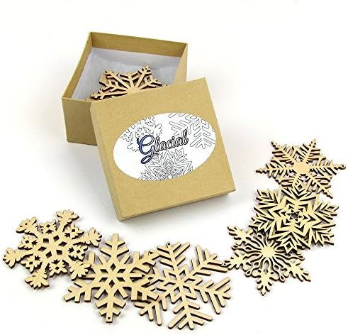 "Glacial Collection" Themed Wood Snowflakes in Gift Box