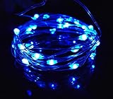 Viewpick 10ft(3m) 30 LEDs Blue Fairy Lights Silver Wire String Lights AA Battery Powered Led String Starry Light for Outdoor Decorative Halloween Christmas Wedding Parties Activities