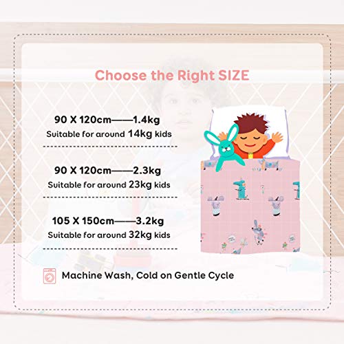 Sivio Weighted Blanket for Children Teens (3.2 kg, 105x150 cm), 100% Natural Cotton Heavy Blanket with Safe Glass Beads, Reduces Kids Anxiety, Insomnia, Pink Mouse