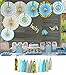 YARA Premium Boy Baby Shower Decorations For Boy|Its a Boy Baby Shower Party Supplies|Elephant Baby Shower Decorations Set|Blue And Gold Paper Fans|Baby Shower Boy|Baby Shower Decor Kit|Rustic
