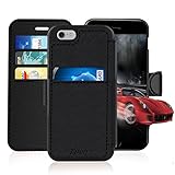 iPhone 8 plus / iPhone 7 plus Leather Wallet Case with Metal Magnetic, Slim Fit and Heavy Duty, TAKEN Plastic Flip Case / Cover with Rubber Edge, for Women, Men, Boys, Girls, 5.5 Inch (Black)