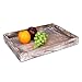 Flexzion Wooden Ottoman Serving Tray - Rustic Rectangular Wood Breakfast Coffee Table Tray with Vintage Distressed Finish, Decorative Office Desktop File Document Letter Mail & Magazine Display Holder