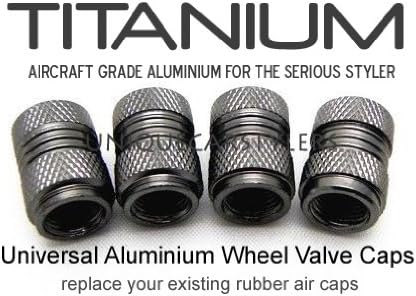 Universal Aluminium Wheel Valve Air Caps - TITANIUM - Suitable for ALL MAKES OF CARS, including AUDI, BMW, VW, MERCEDES-BENZ, PORSCHE, FORD, VAUXHALL, HONDA, RENAULT, MINI, JAGUAR, SEAT, PEUGEOT, BENTLEY
