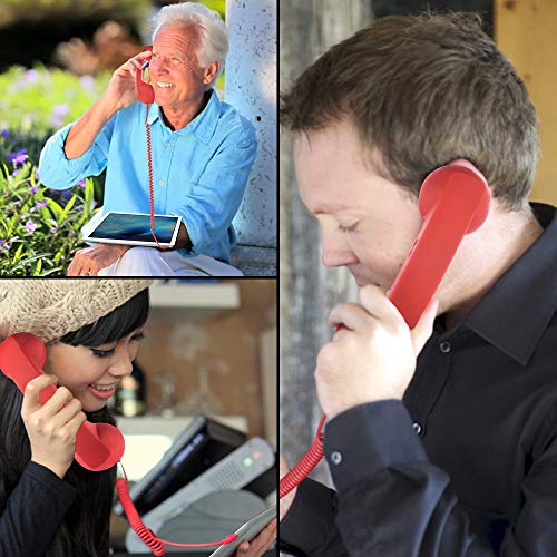 Cell Phone Handset,Retro Telephone Handset Anti Radiation Receivers 3.5MM for iPhone iPad,Mobile Phones,Computer Red - Thumbnail 6