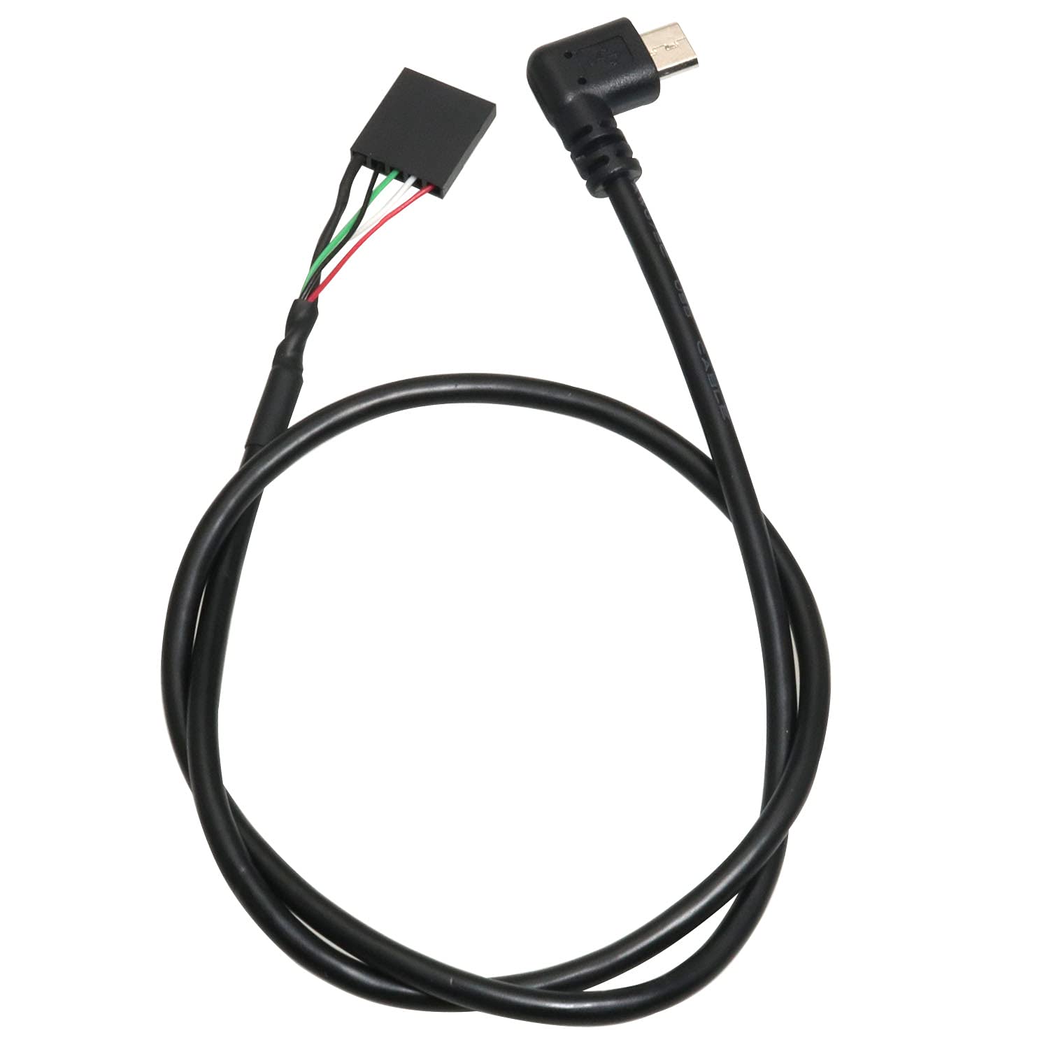 Photo 1 of BAIRONG 90 Degree Right Angle Micro USB Male to 5 Pin Motherboard Female Adapter Extended Cable 50CM, Black