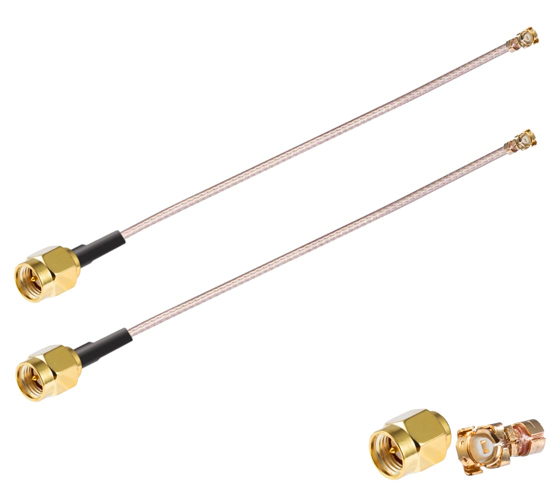 Vecys 2PCS U.F.L1 to SMA Male Low Loss Coaxial Cable 6" /15CM U.F.L1 RG178 Coaxial Pigtail Cable for Wireless Routers Mini PCIE Network Cards PCI Wi-Fi WAN Repeater — image 1