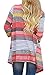 DEARCASE Cardigan for Women Lightweight Shawl Sweaters Red Striped X-Large 3/4 Sleeve Open Front Drape Ladies Kimono Casual Cover Up Shrug Jackets Thin Duster Summer Fall Cardigans