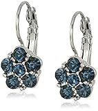 1928 Jewelry Silver-Tone Blue Flower Drop Earrings