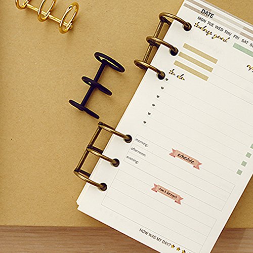 Ozzptuu 2PCS Stainless Steel 3-Ring Loose Leaf Binder Retro Binding Spines Combs DIY Notebook Ring (Black+Bronze, 0.79 inches)