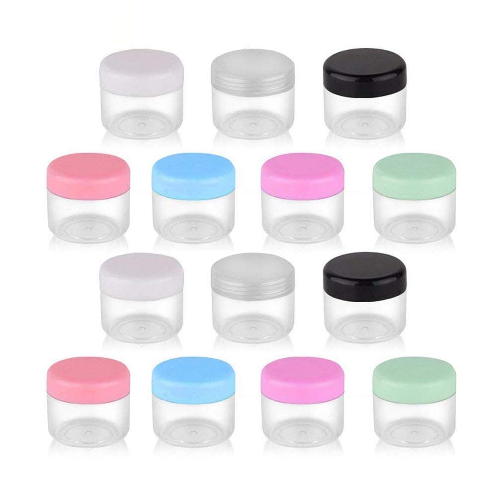 Clear Cosmetic Containers Empty Transparent Sample Packing Bottles Portable Travel Bottle Pot Jars for Cream Lotion Eye Shawdow with Screw Cap Lid BPA-Free Plastic (20Pcs, 10G, Random)