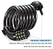 Titanker Bike Lock Cable, 6 Feet Bike Cable Lock Basic Self Coiling Kids Bike Lock Combination with Complimentary Mounting Bracket, 1/2 Inch Diameter (6FT, Black-12mm)