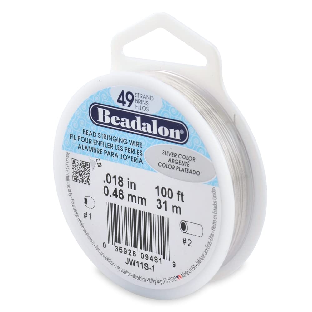 Beadalon 0.46 mm Diameter 31 m Reel 49 Strand Wire, Silver